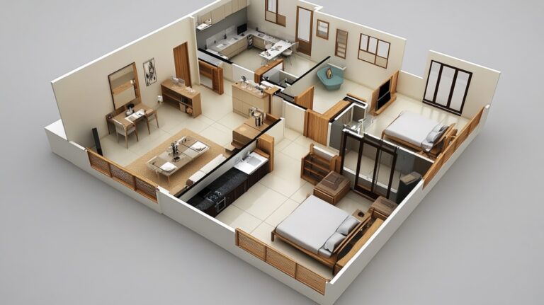 3d Rendering Services_3BHK Bedroom